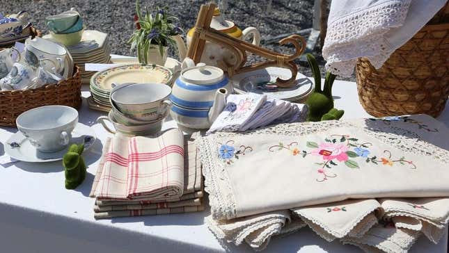 Tea towels at vintage market