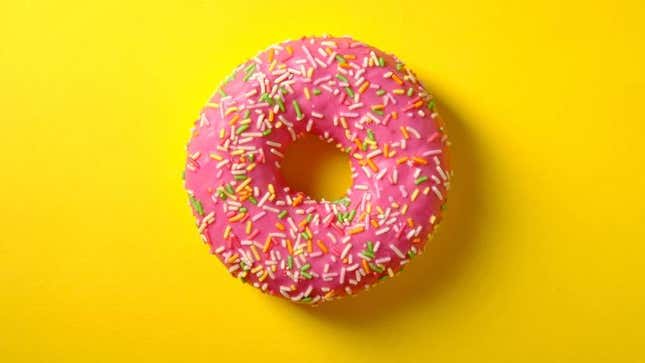 pink frosted doughnut with sprinkles