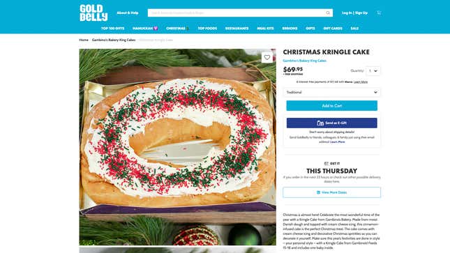 Joe Gambino's Bakery Christmas Kringle Cake on Goldbelly