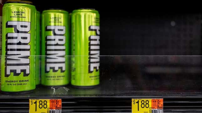 Logan Paul's Prime Energy Drink brand on grocery shelf