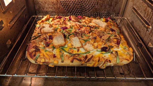 DiGiorno Thanksgiving Pizza in toaster oven