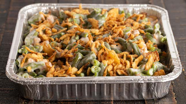 Green bean casserole with french fried onions