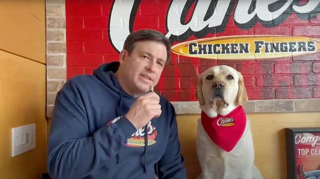 Todd Graves interviews his dog, Cane III, in an ad for Raising Cane’s