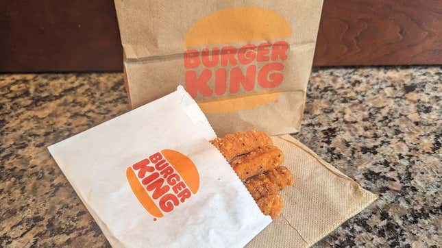 Burger King's Ghost Pepper Chicken Fries in sleeve next to bag