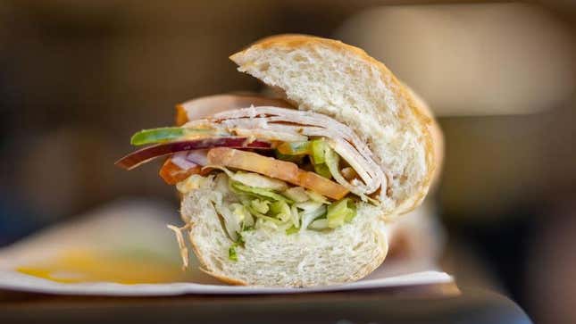 Subway sub sandwich with turkey