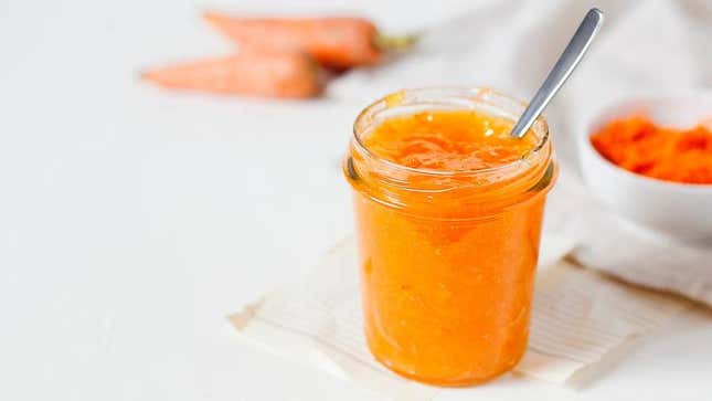 Carrot jam in jar