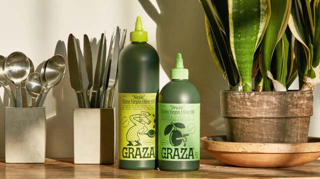 Graza olive oil in squeeze bottles