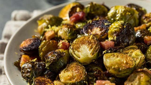 Roasted Brussels sprouts with pancetta