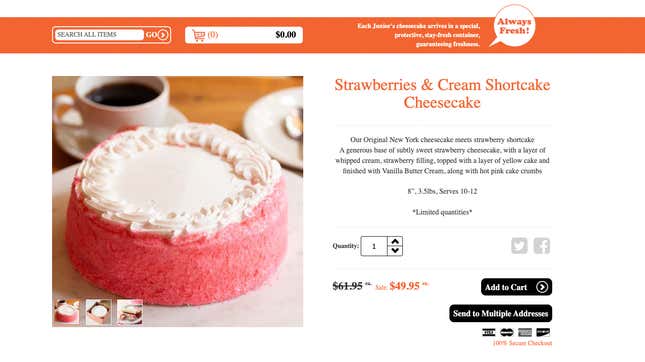 Junior's Strawberries & Cream Shortcake Cheesecake