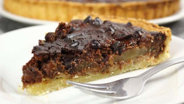 Holiday pie with pecans and chocolate