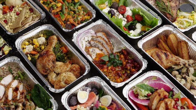 Catered meals in trays